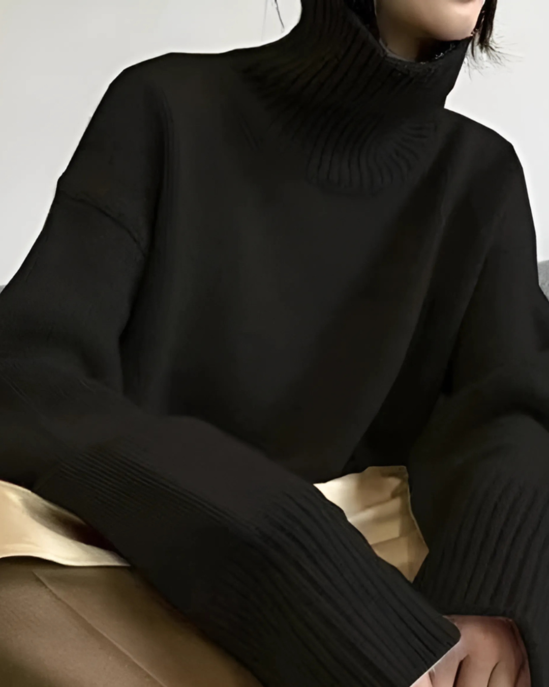 Brynn | Relaxed Knit Turtleneck Sweater Dropped Shoulders Ribbed