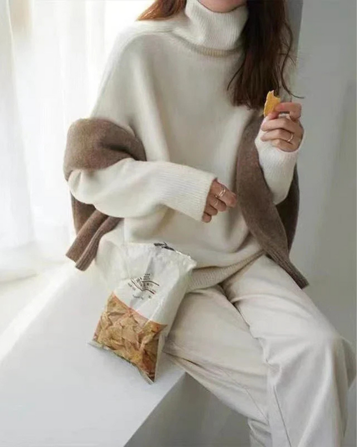 Brynn | Relaxed Knit Turtleneck Sweater Dropped Shoulders Ribbed