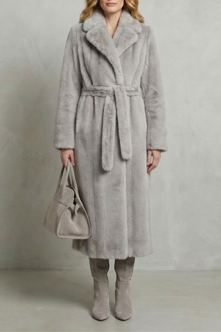 Addison | Dark Brown Faux Fur Wrap Maxi Coat