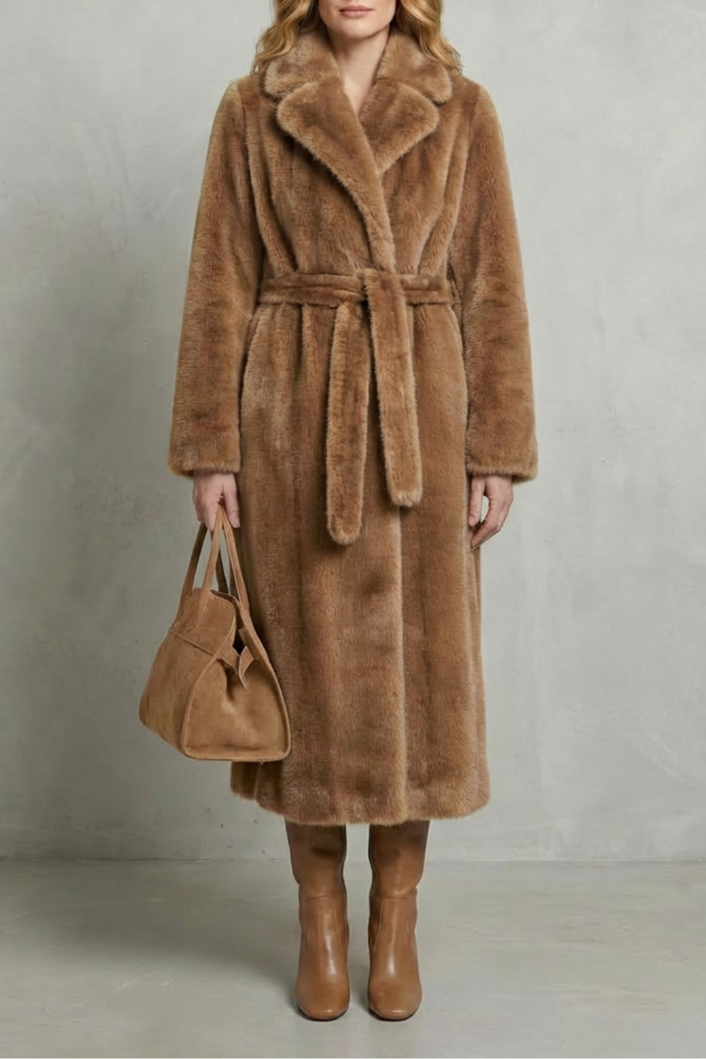 Addison | Dark Brown Faux Fur Wrap Maxi Coat