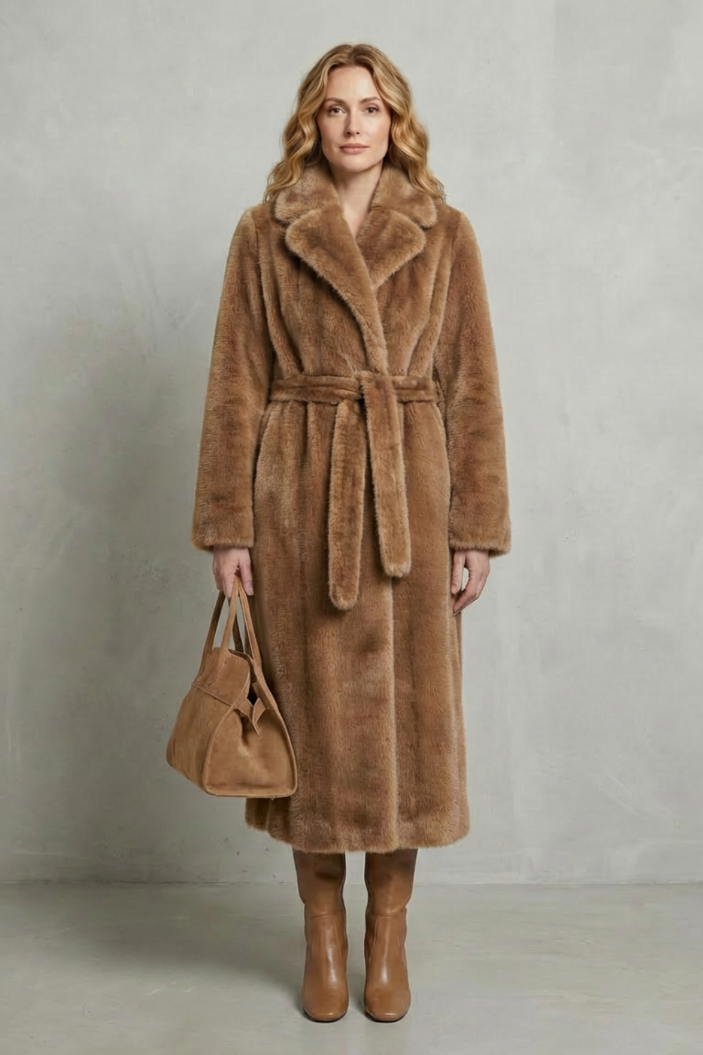 Addison | Dark Brown Faux Fur Wrap Maxi Coat