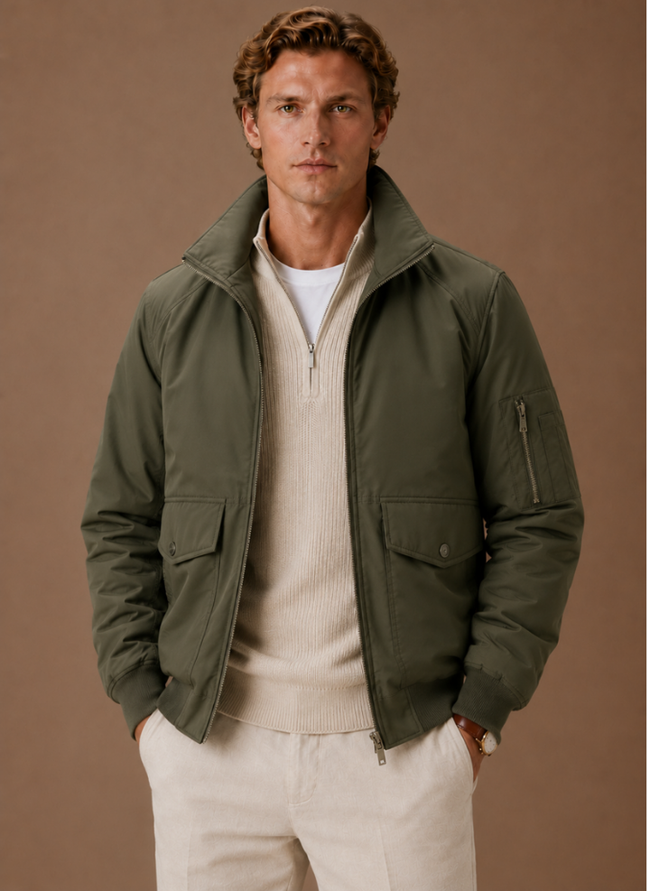 Mens hooded bomber jacket, view 2