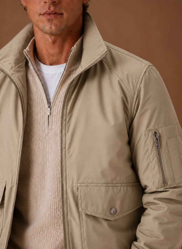 Mens hooded bomber jacket, view 4