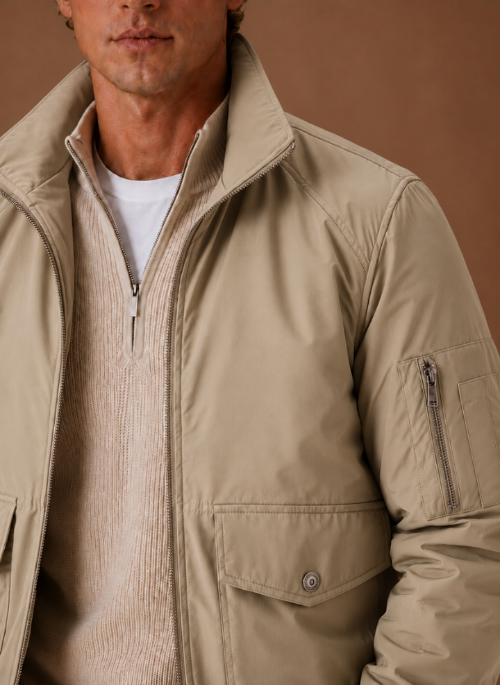 Mens hooded bomber jacket, view 4