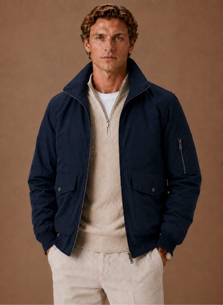 Mens hooded bomber jacket, view 3