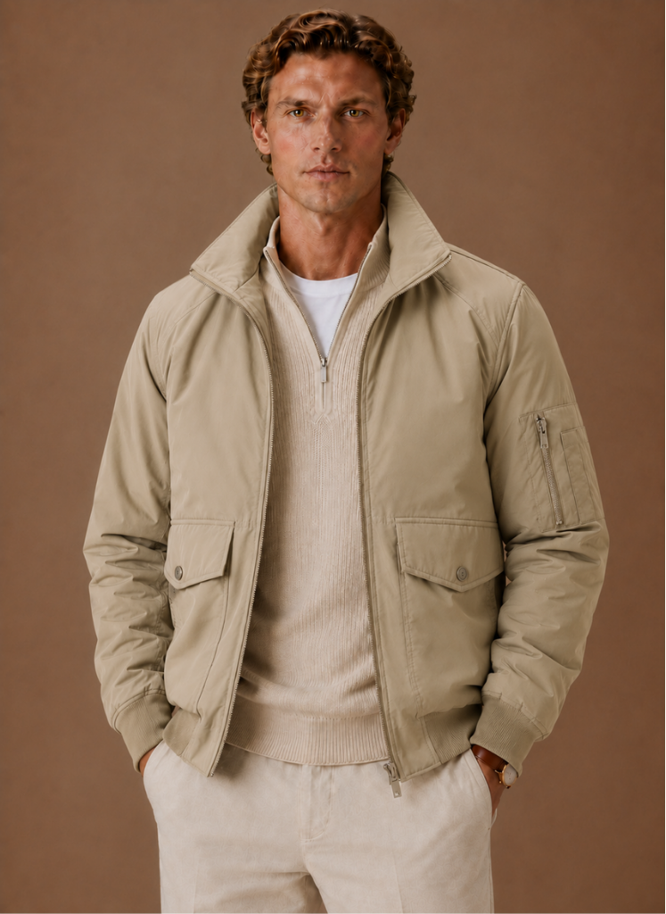 Mens hooded bomber jacket, view 1