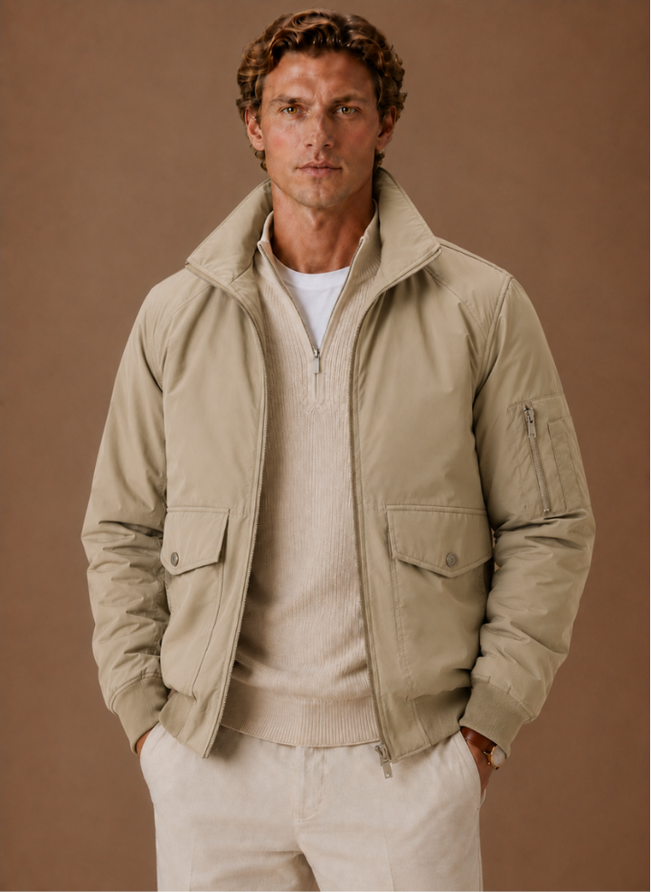 Mens hooded bomber jacket, view 1