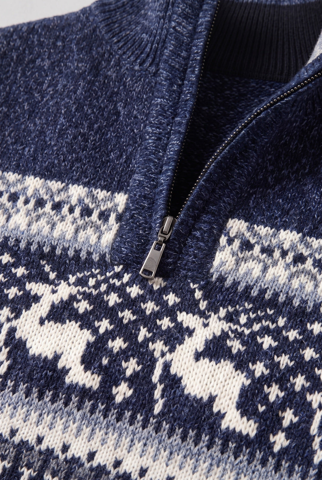 Glen | Fair Isle Quarter Zip Collared Sweater