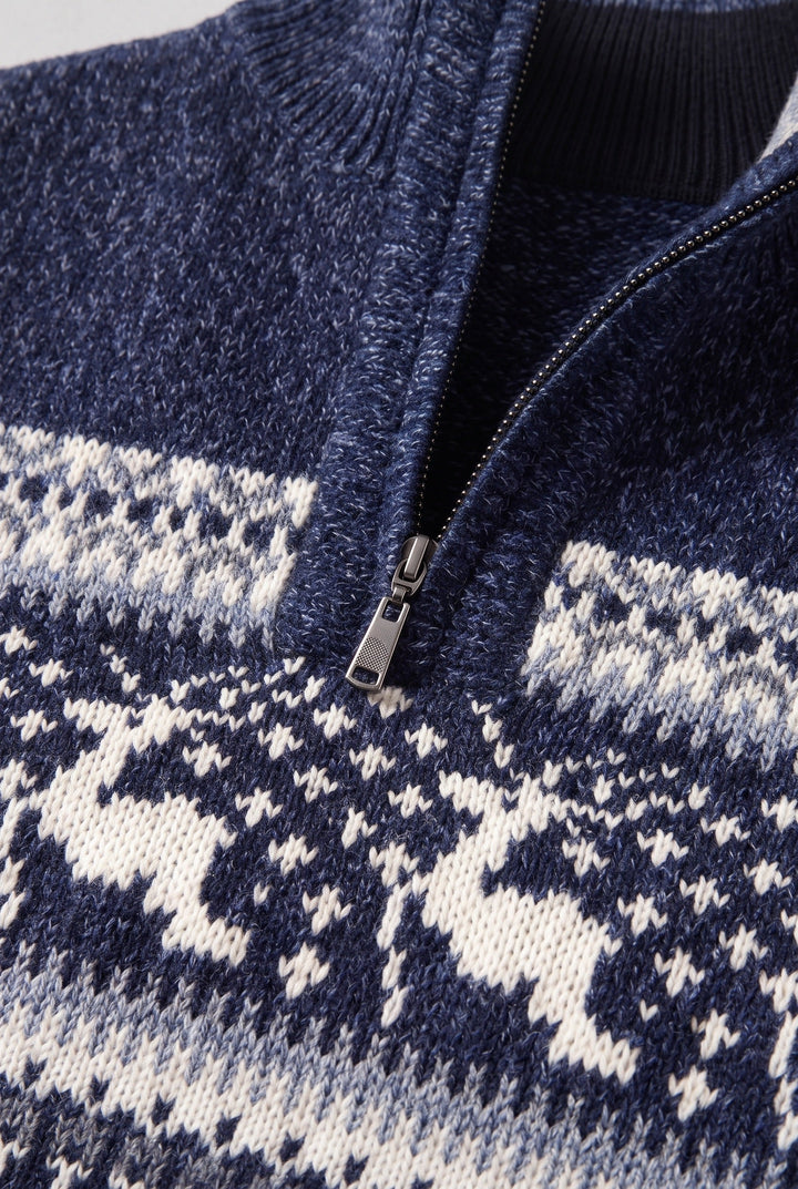 Glen | Fair Isle Quarter Zip Collared Sweater