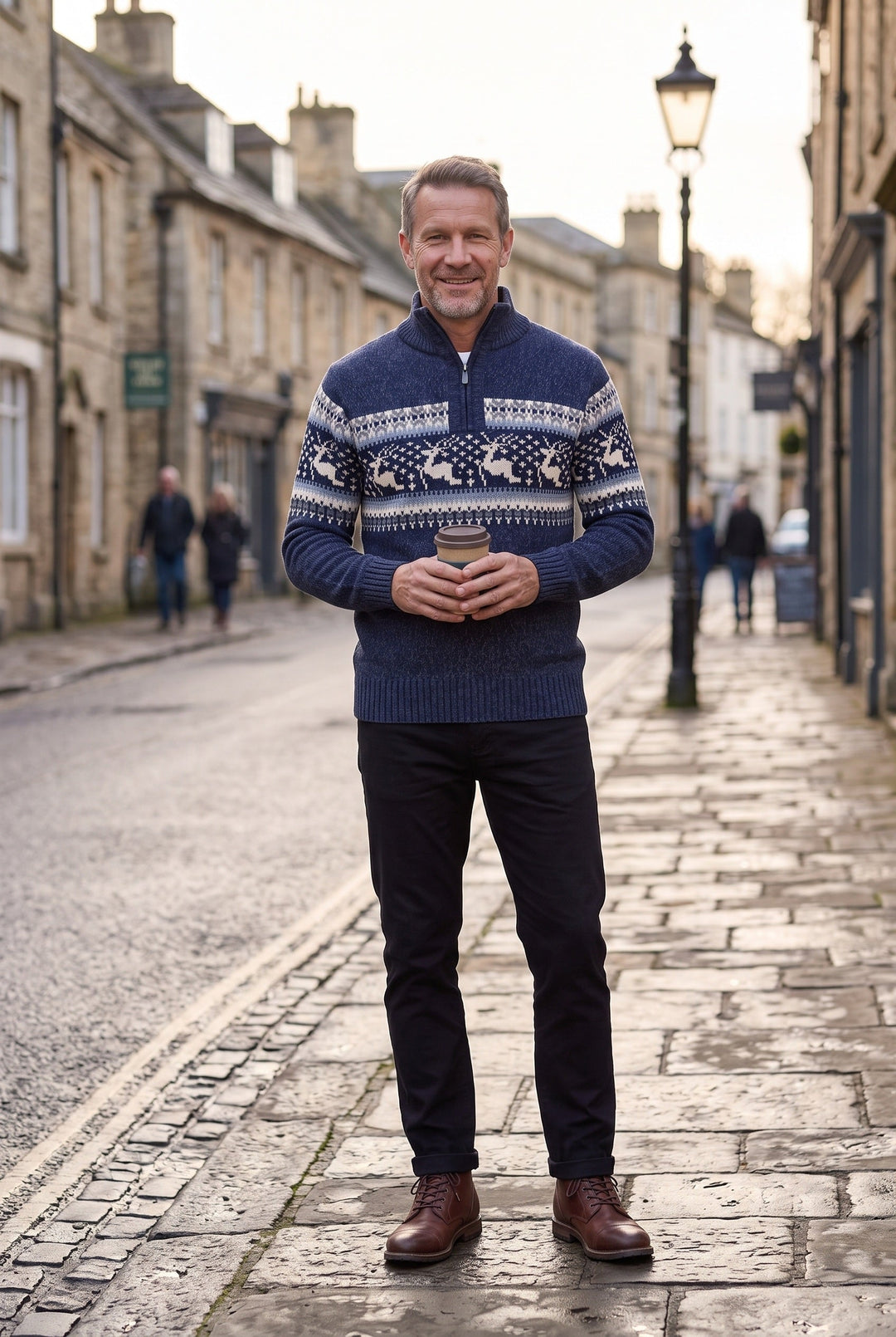 Glen | Fair Isle Quarter Zip Collared Sweater