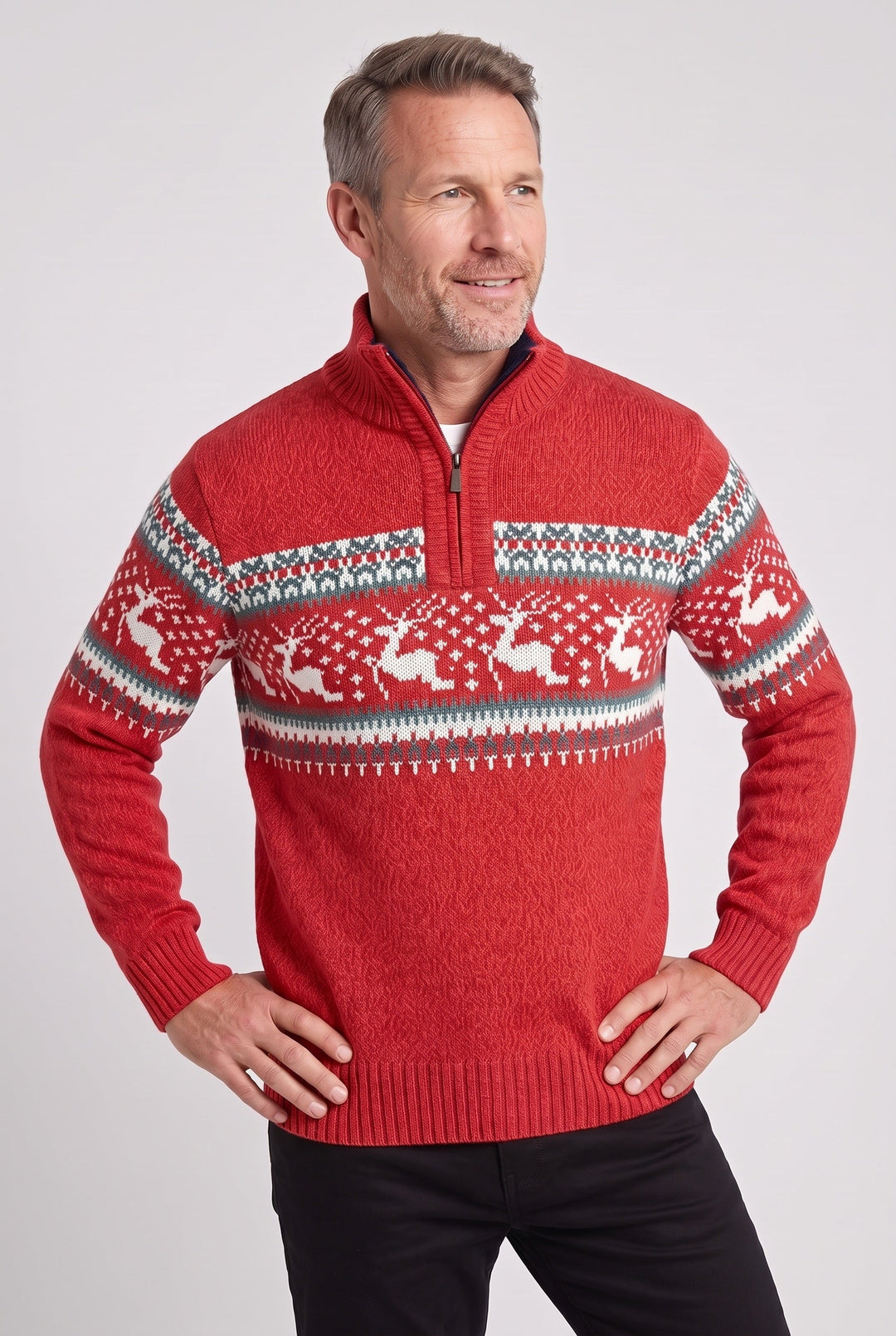 Glen | Fair Isle Quarter Zip Collared Sweater