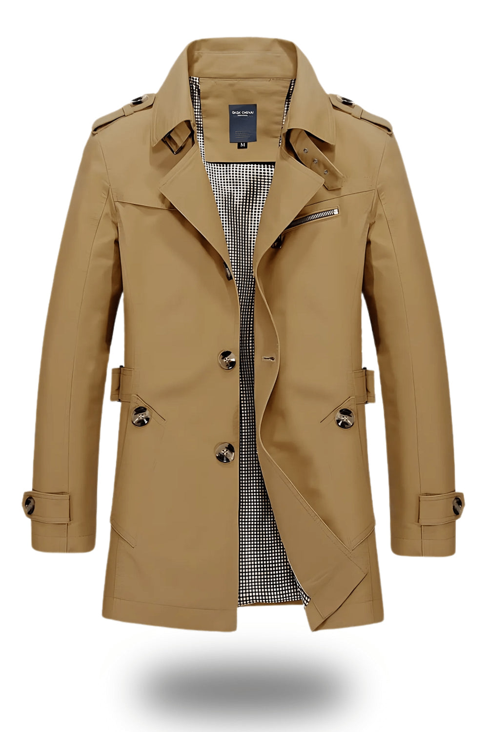 Hank | Mens Straight Trench Coat with Epaulets