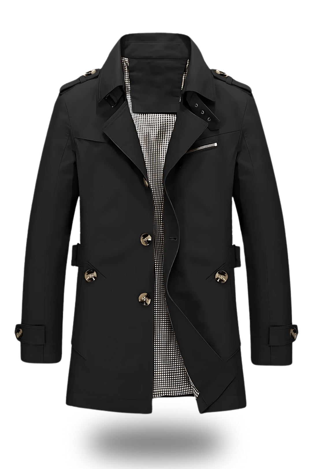 Hank | Mens Straight Trench Coat with Epaulets