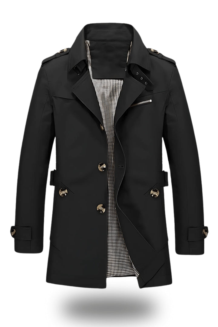 Hank | Mens Straight Trench Coat with Epaulets