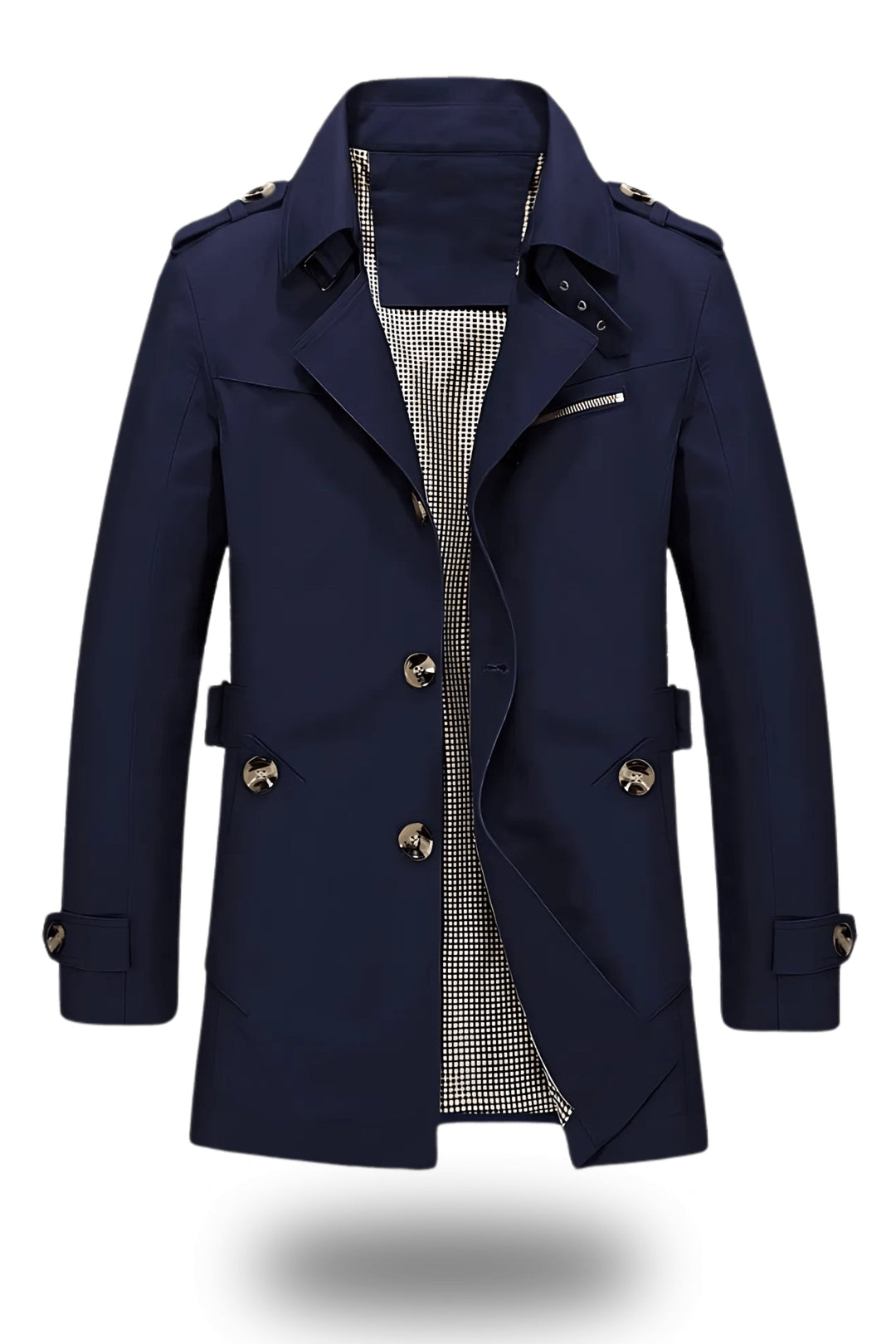 Hank | Mens Straight Trench Coat with Epaulets