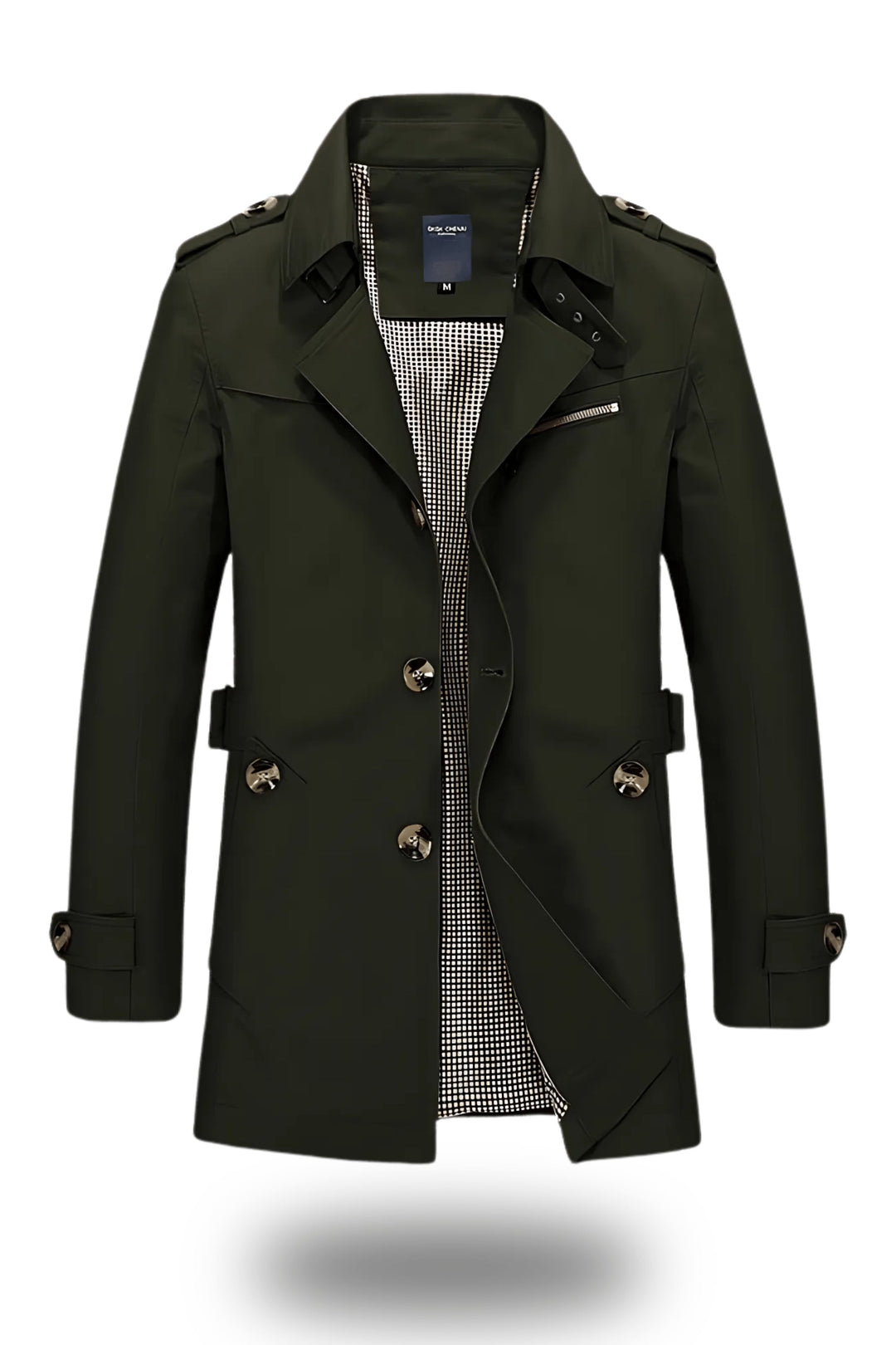 Hank | Mens Straight Trench Coat with Epaulets