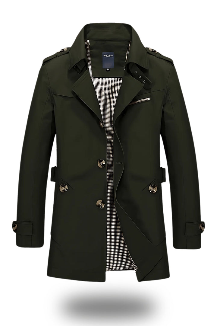 Hank | Mens Straight Trench Coat with Epaulets