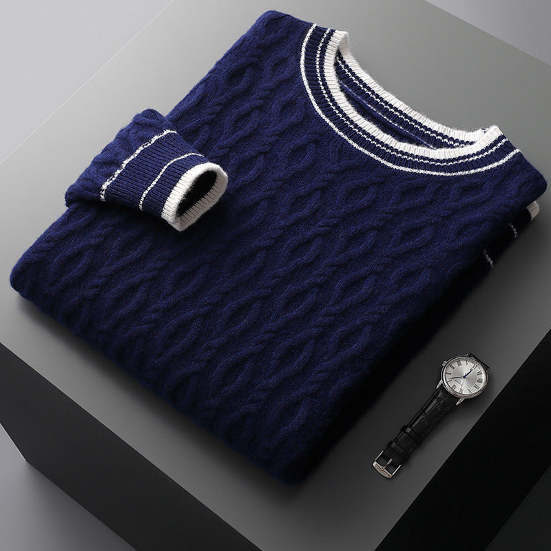 Alex | Cable Knit Wool Blend Sweater Crewneck