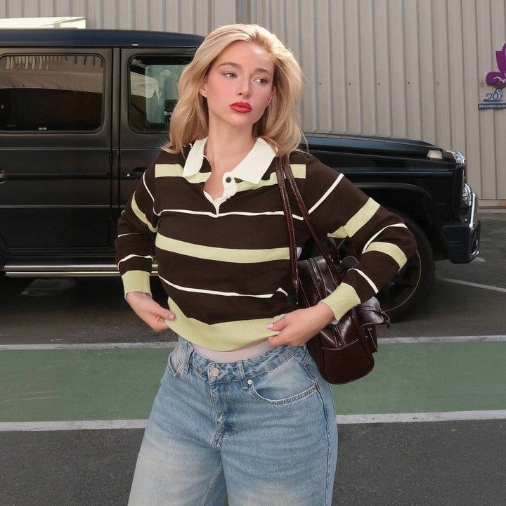 Elise | Striped Polo Sweater Relaxed Fit
