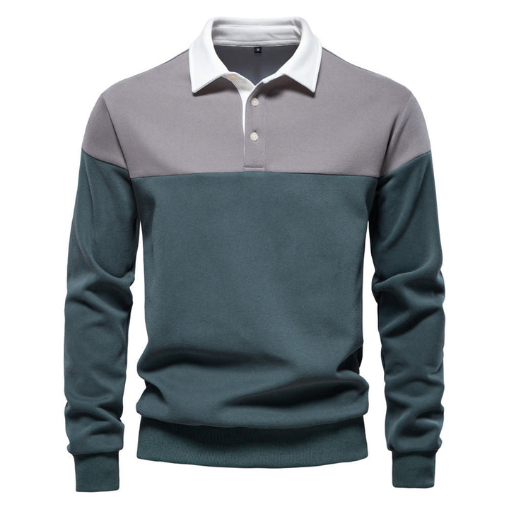 Lane | Men Two-Tone Long Sleeve Polo Shirt