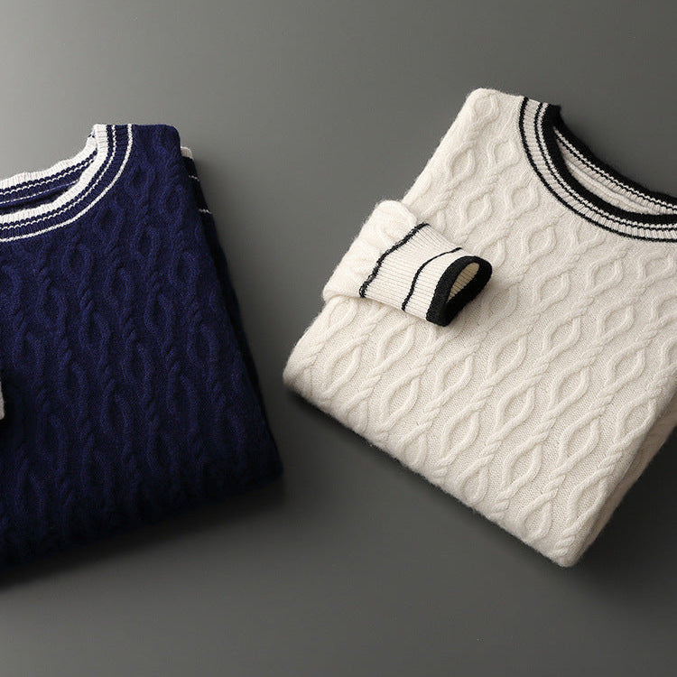 Alex | Cable Knit Wool Blend Sweater Crewneck