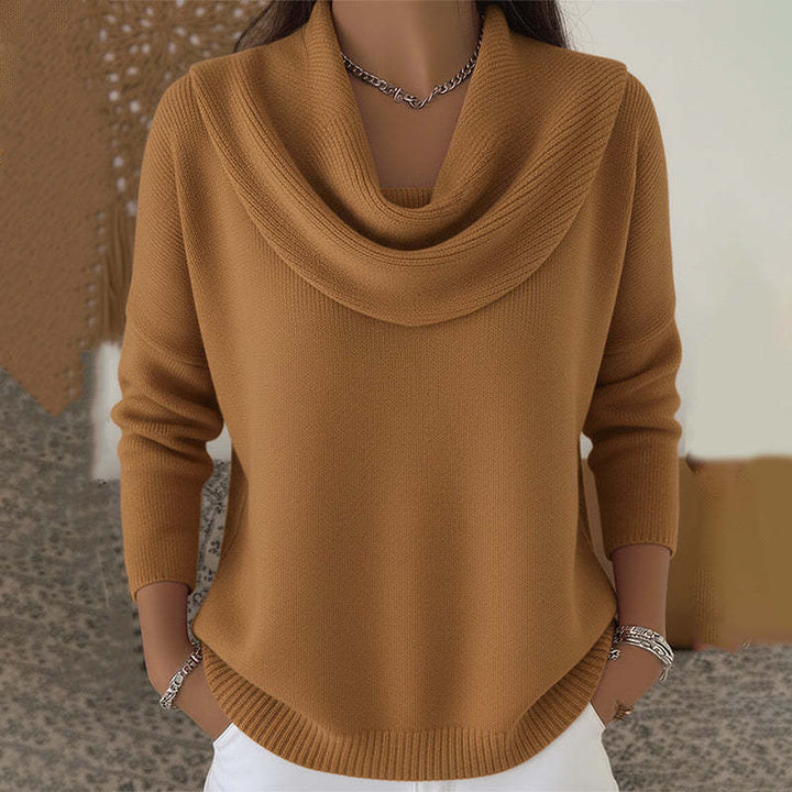 Womens cowl neck knit sweater, view 4