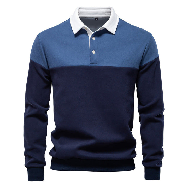 Lane | Men Two-Tone Long Sleeve Polo Shirt