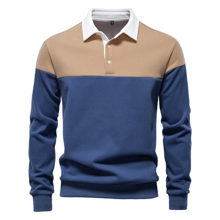 Lane | Men Two-Tone Long Sleeve Polo Shirt