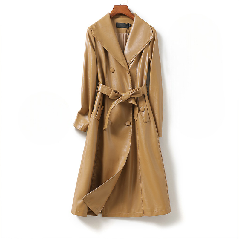 Jade | Womens Faux Leather Belted Trench Coat