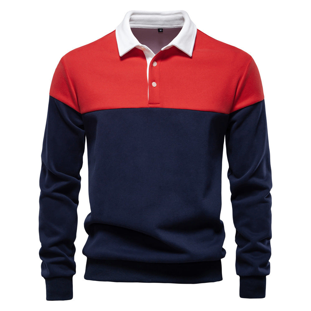 Lane | Men Two-Tone Long Sleeve Polo Shirt