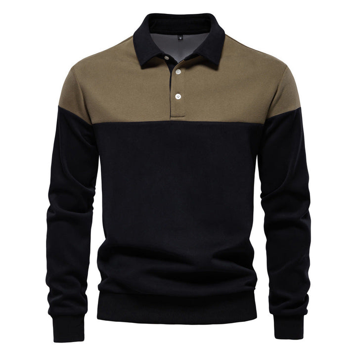 Lane | Men Two-Tone Long Sleeve Polo Shirt