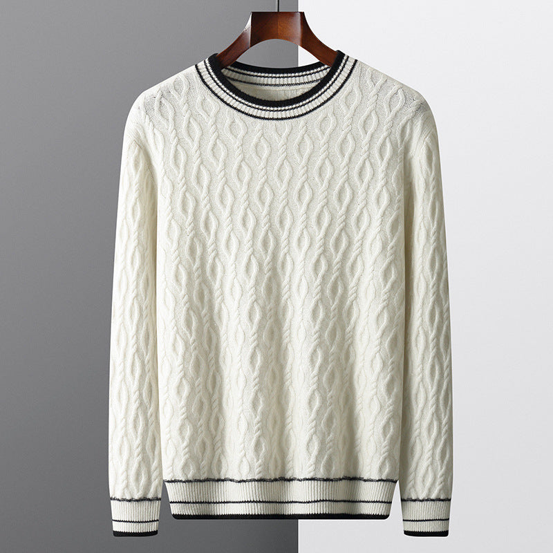 Alex | Cable Knit Wool Blend Sweater Crewneck