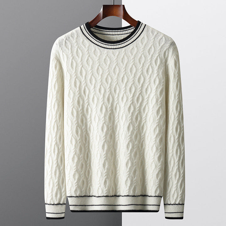 Alex | Cable Knit Wool Blend Sweater Crewneck