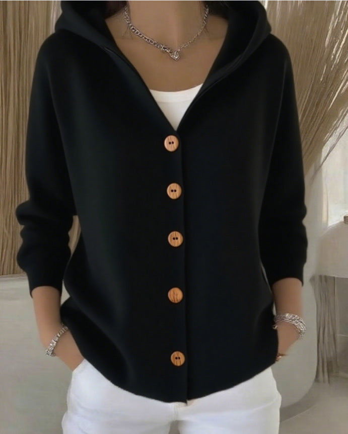 Kira | Hooded Button Knit Cardigan