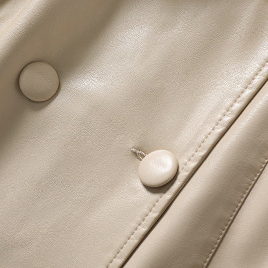 Jade | Womens Double Breasted Leather Maxi Trench Coat