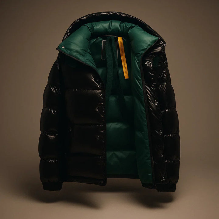 River | Quilted Hooded Puffer Jacket Snap Button