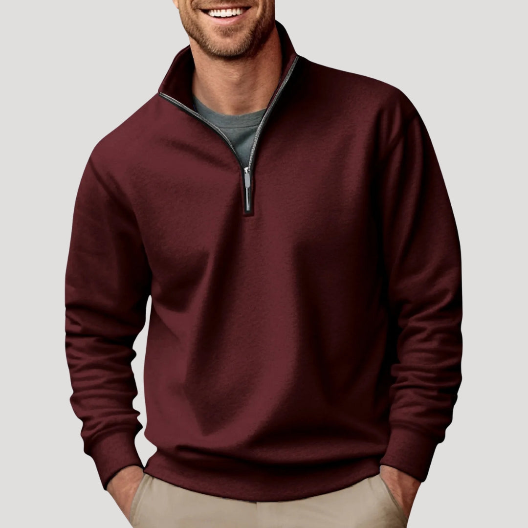 Noah | Mens Long Sleeve Collared Quarter Zip Sweater