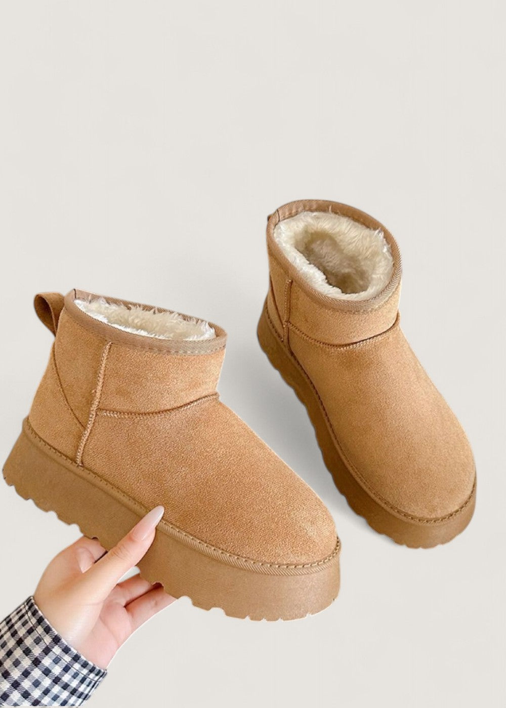 Willa womens faux suede fur lined platform boots