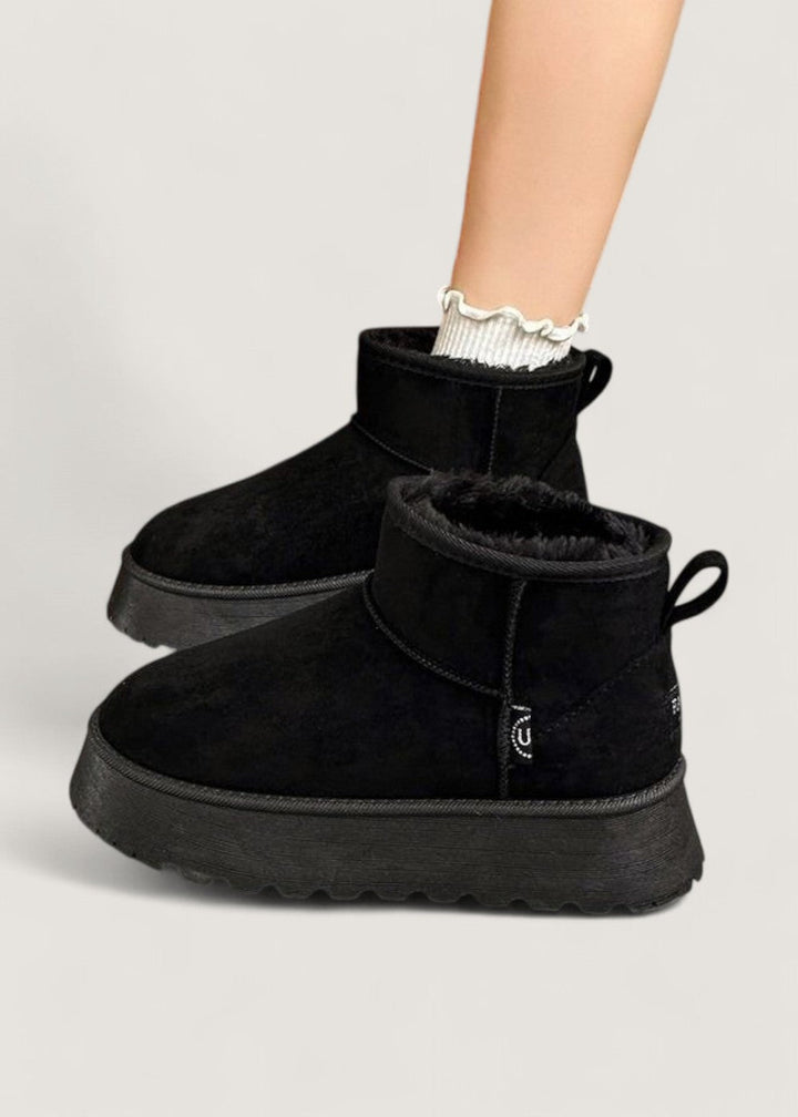 Willa womens faux suede fur lined platform boots