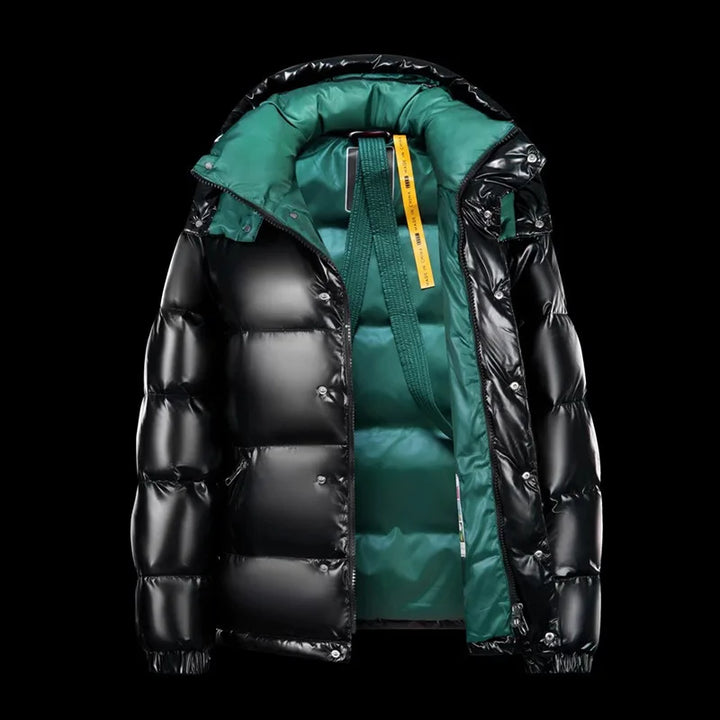 River | Quilted Hooded Puffer Jacket Snap Button