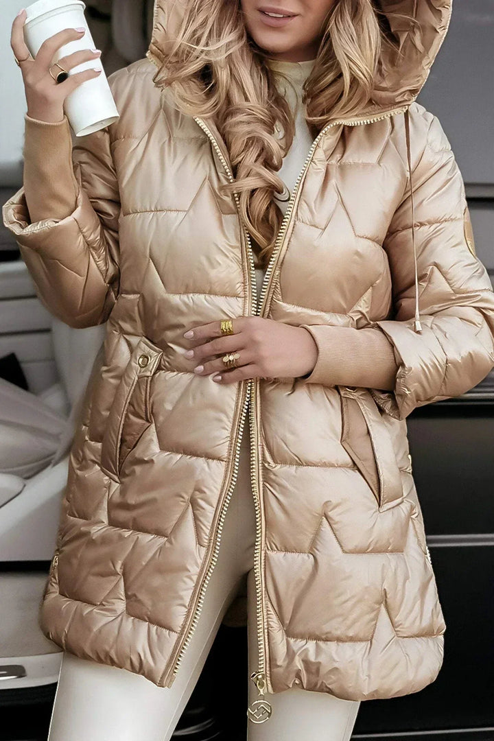 Brynn | Quilted Nylon Hooded Puffer Jacket Zip