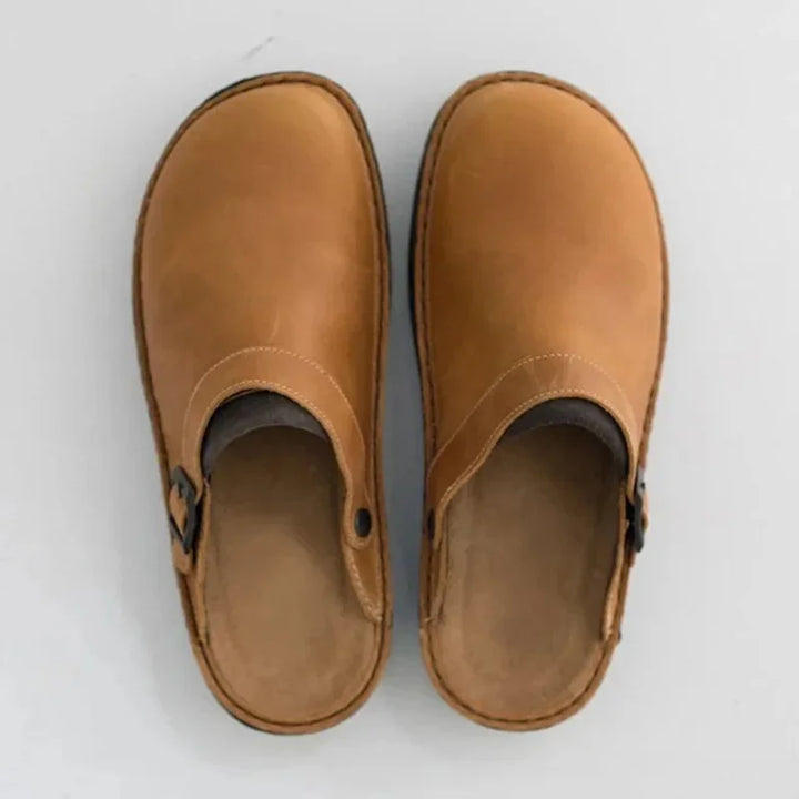 Buckle leather clog mules, view 4