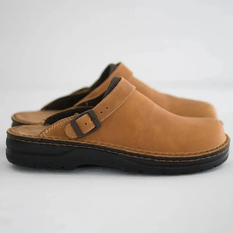 Buckle leather clog mules, view 3