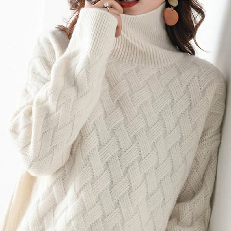 Fiona | Textured Knit Turtleneck Sweater Relaxed Fit