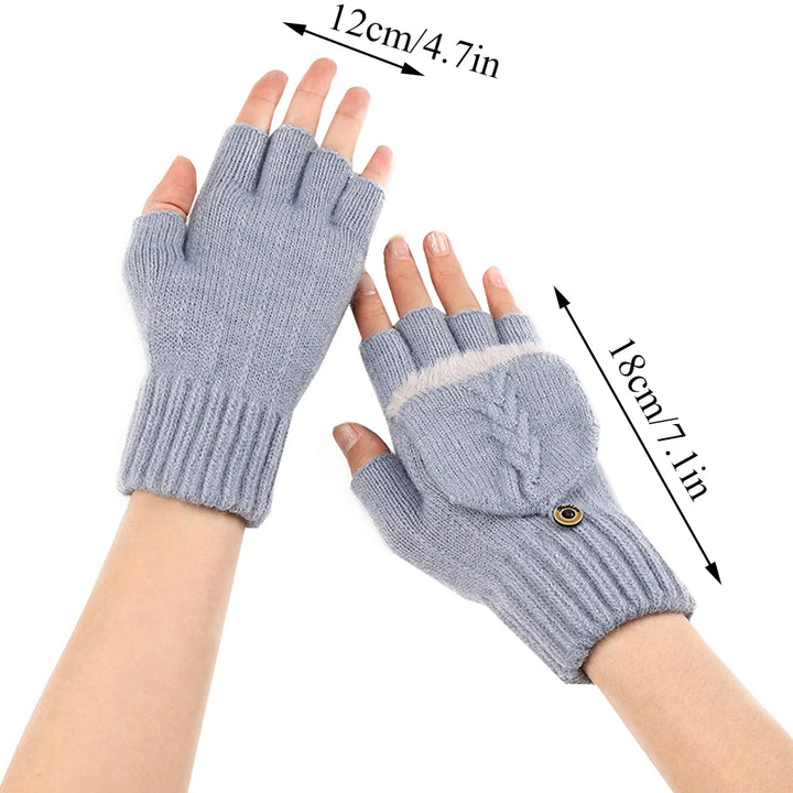 Elodie | Womens Knit Fingerless Convertible Mitten Gloves