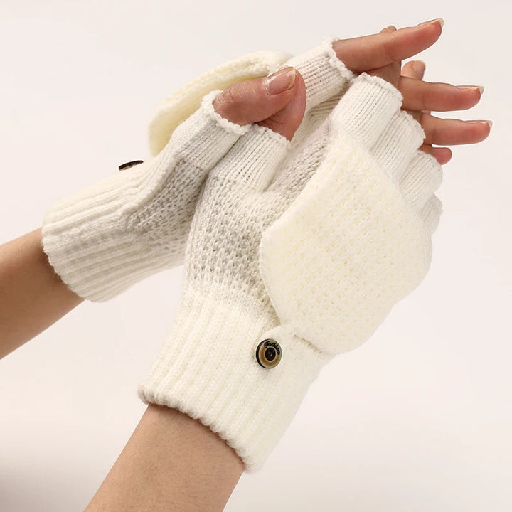 Elodie | Womens Knit Fingerless Convertible Mitten Gloves