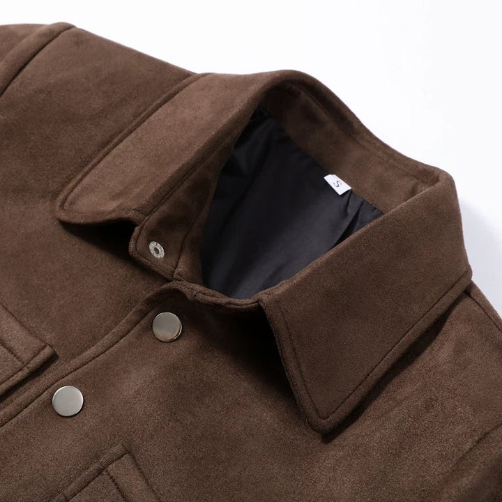 Morgan | Womens Faux Suede Cropped Trucker Jacket