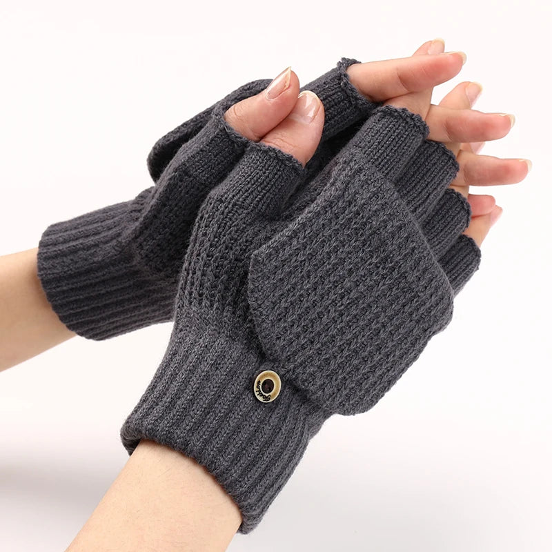 Elodie | Womens Knit Fingerless Convertible Mitten Gloves