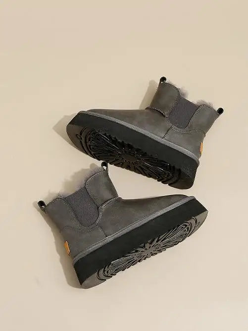 Morgan | Fur Lined Leather Platform Snow Boots Winter Warm Pull on