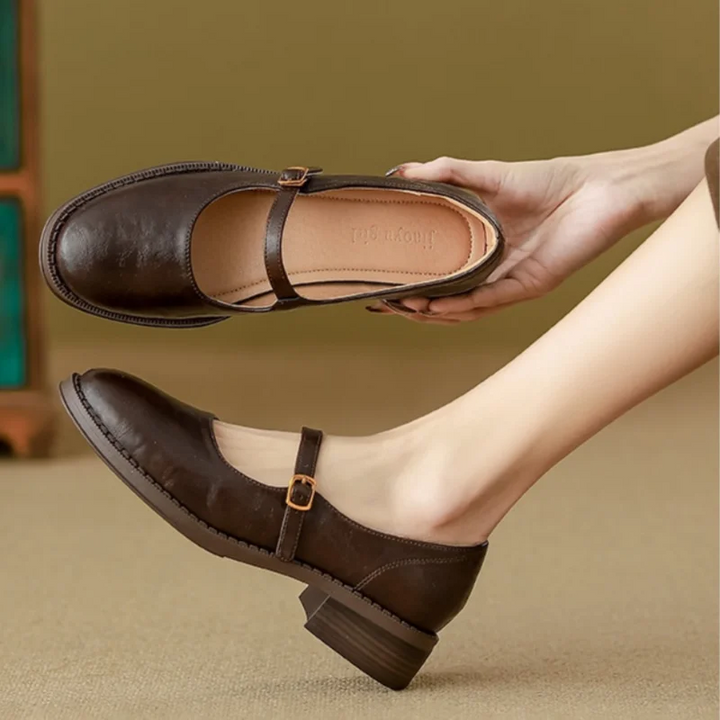 Womens low block heel Mary Jane shoes, view 1